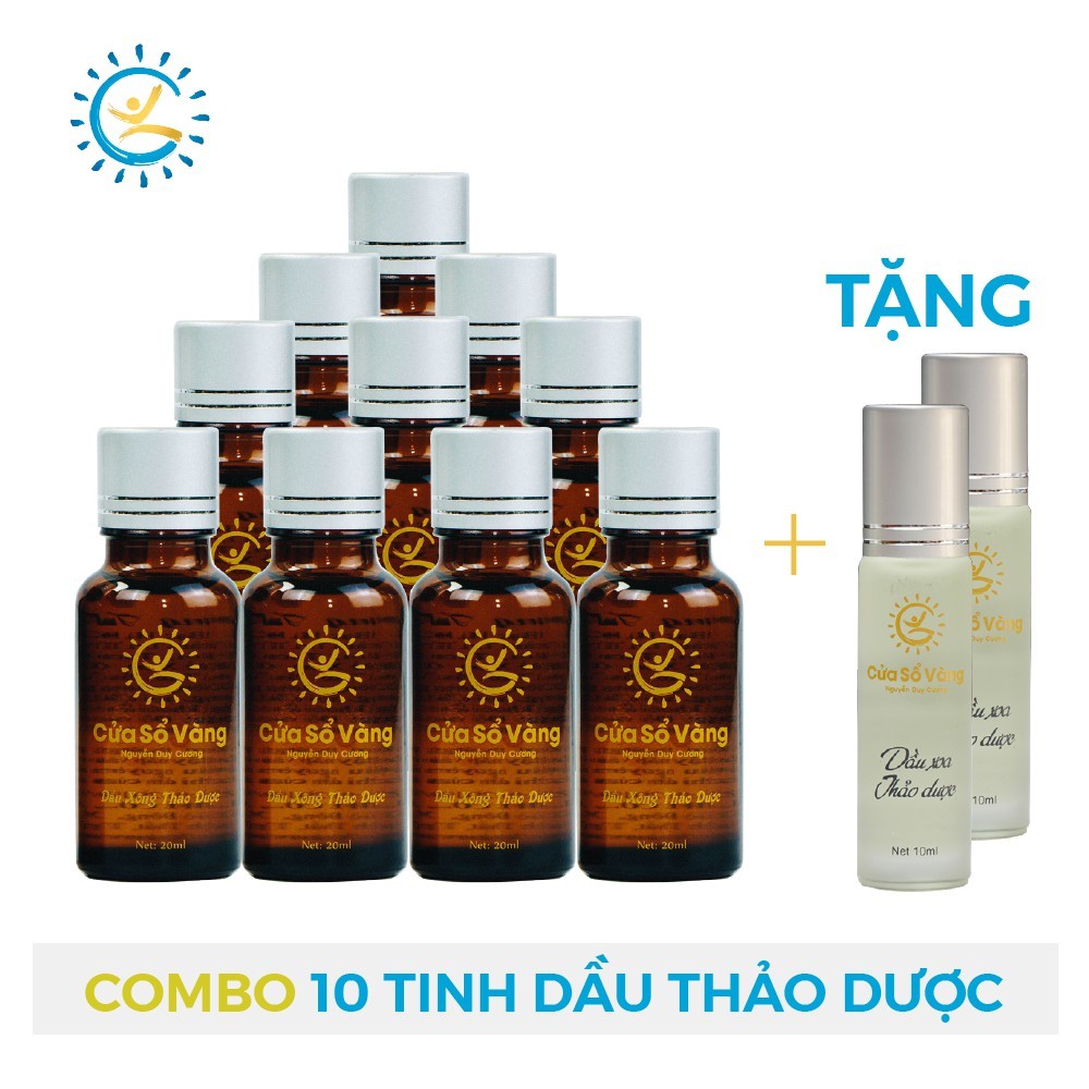 Combo 10 tinh dầu xông thảo dược tặng 2 dầu xoa thảo dược cửa sổ vàng