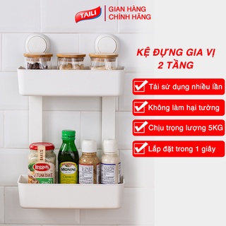 Kệ tầng đa năng 2 tầng đựng gia vị TAILI gắn tường nhà tắm Spice Rack cao cấp AW635