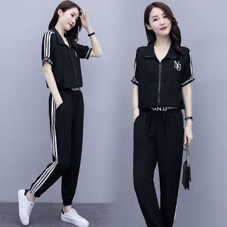 Đồ Bộ Thể Thao Nữ A7 Phối Nón Thời Trang Mặc Nhà Cao Cấp 2 màu đen trắng