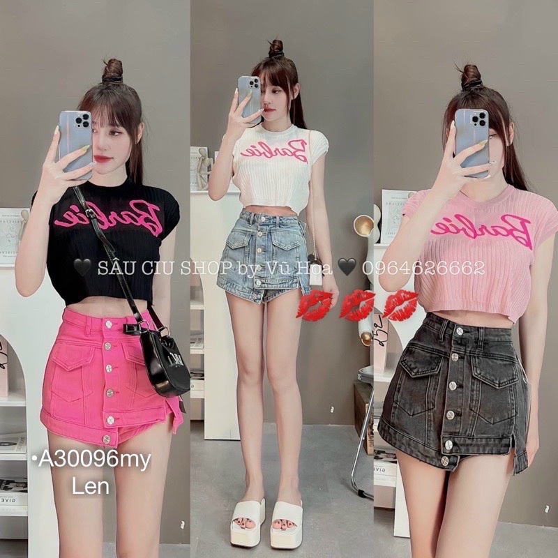 Áo thun len 3 lỗ monterghi chữ Barbie siêu hot