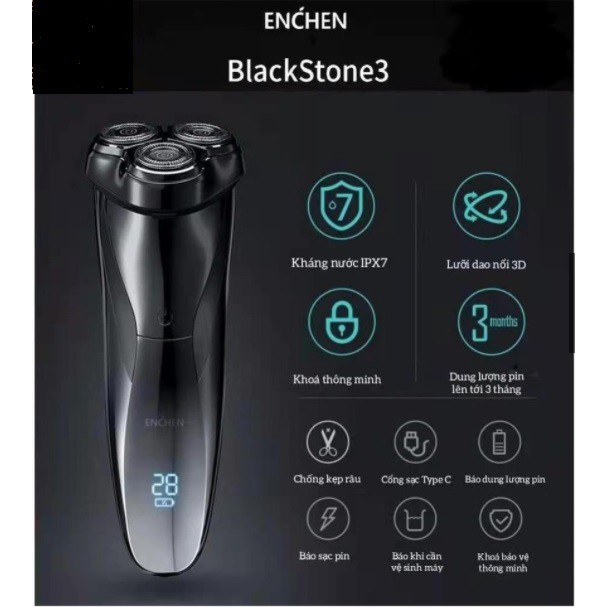 Máy cạo râu Xiaomi Youpin Enchen BlackStone 3 Electric Shaver 3D