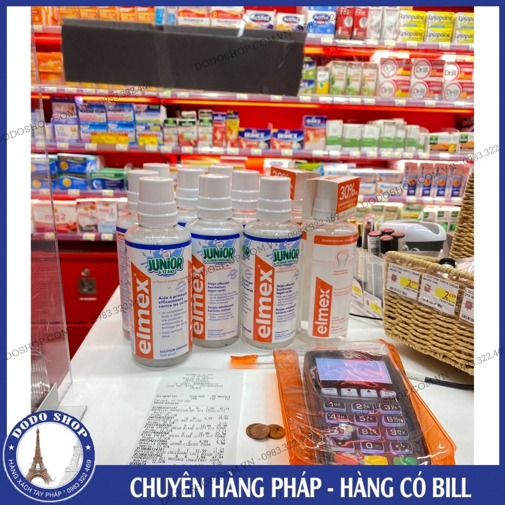 Nước súc miệng Elmex dành cho trẻ em và người lớn, không chứa cồn 400ml.