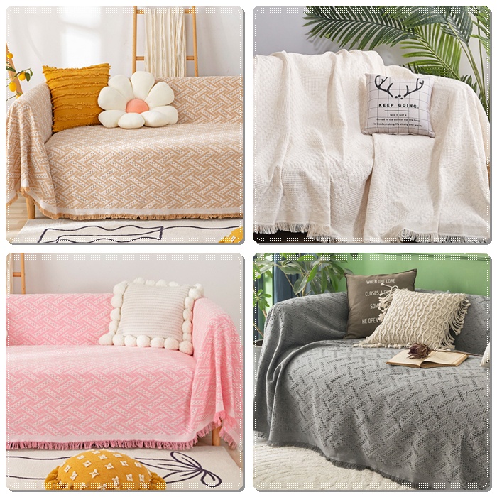 Khăn trải bàn, Thảm phủ ghế Sofa phong cách Bắc Âu Màu Trơn Sang Trọng