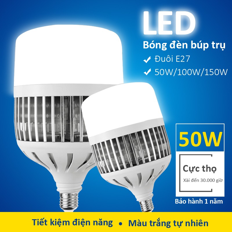 Bóng đèn led trụ 50w-100W-150W thân nhôm tản nhiệt tốt ánh sáng trắng độ  bền cao bảo hành 1 năm led E27 | Shopee Việt Nam