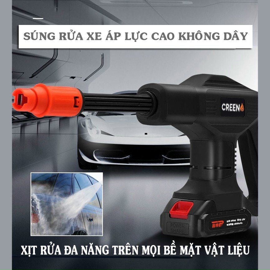 Súng rửa xe áp lực lớn, công suất 1500mAh, 3000mAh, pin Lithium 24V, ống nối dài, phun xịt cực mạnh