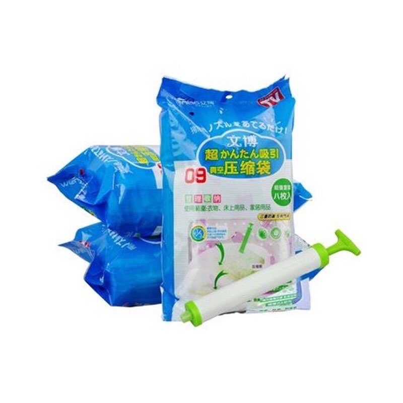 Máy Hút Chân Không Quần Áo Mini Cầm Tay Wenbo + 8 Túi Hút Chân Không, Tặng Kèm Bơm Tay - Bảo Hành 1 Đổi 1 Trong 7 Ngày