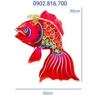 Đồ chơi lồng đèn trung thu truyền thống - Lồng đèn kiếng hình CÁ CHÉP 65cm tặng 10 đèn cầy quà tặng trung thu