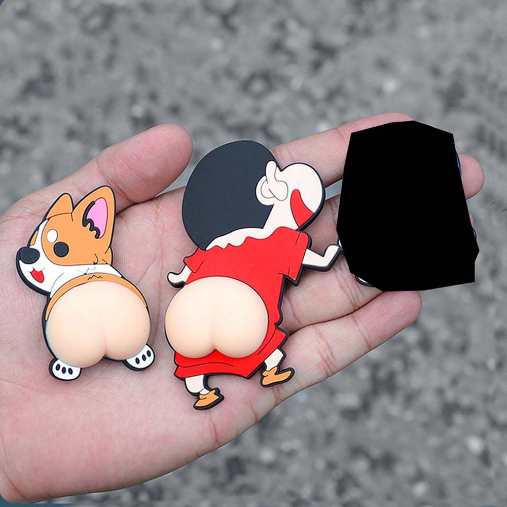 Miếng dán trang trí cửa xe hơi bằng gel silica hình hoạt hình 3D chống va chạm vui nhộn