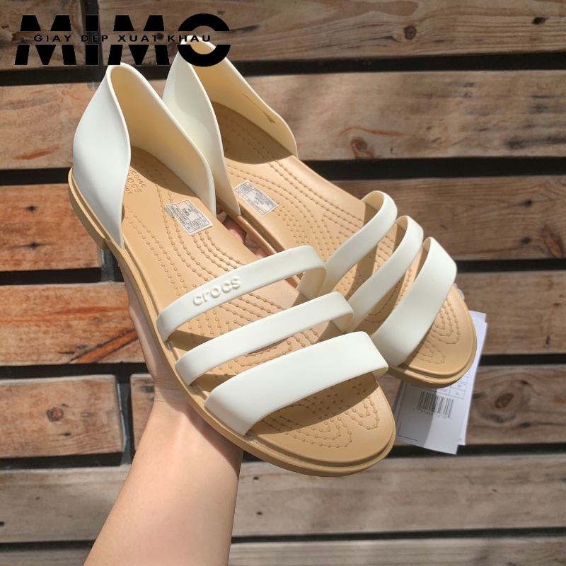 Sandal Cross Tulum Open Flat màu trắng cao cấp, nhựa mềm cho nữ