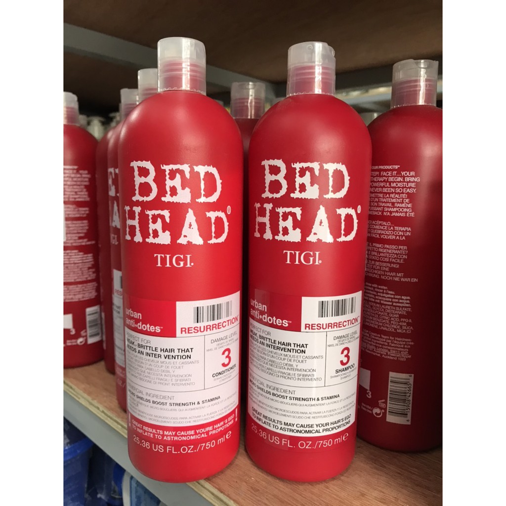 Cặp dầu gội - xả (TIGI_BEDHEAD) đỏ phục hồi hư tổn - cặp dầu gội dầu TIGI mỗi chai 750ml