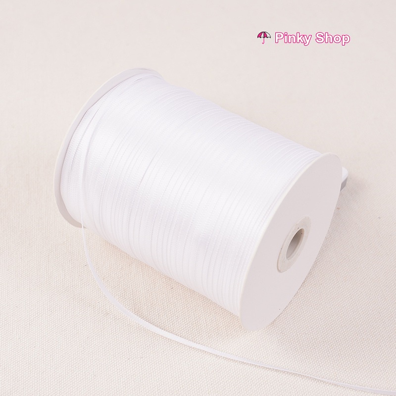 [1 Cuộn]  Ruy băng lụa 3mm hai mặt cuộn dài 450 mét trang trí giáng sinh, noel, gói quà, làm nơ, handmade Pinky Shop