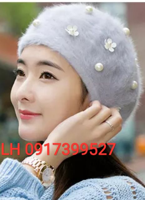 Nón bere nữ lông thỏ cao cấp vzbr19