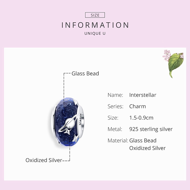 Hạt xỏ BAMOER SCC1284 bạc 925 thủy tinh kiểu bầu trời đêm ngôi sao dải ngân hà làm vòng đeo tay cho nữ