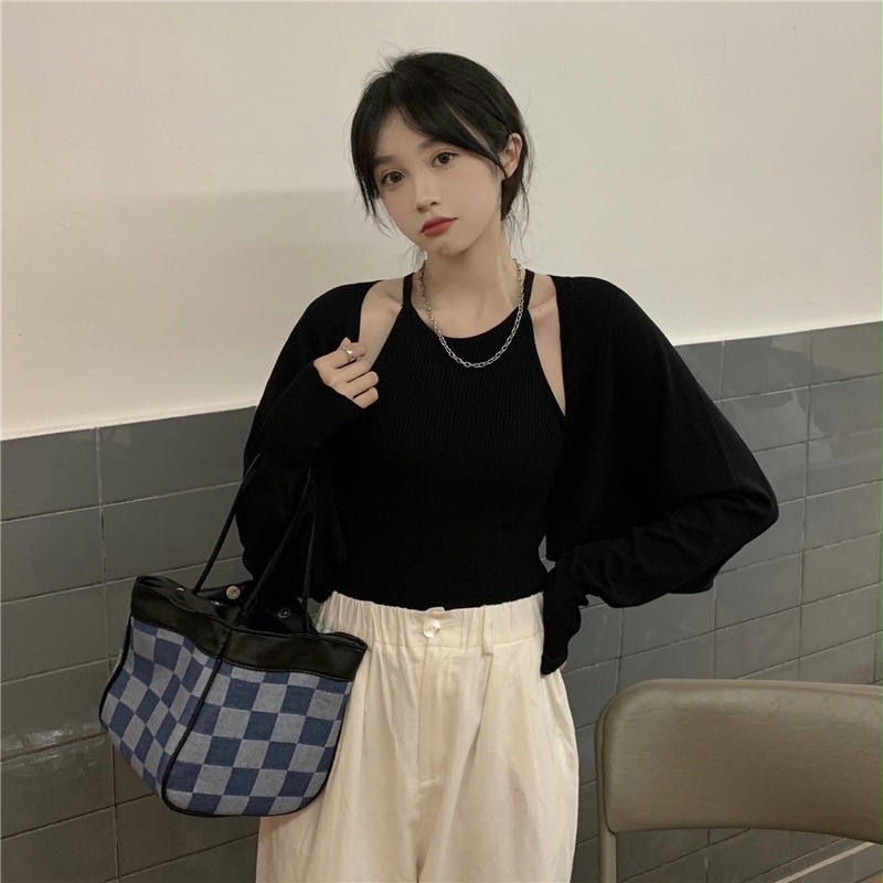SET ÁO LEN KHOÁC MỎNG CÓ KÈM YẾM TRONG