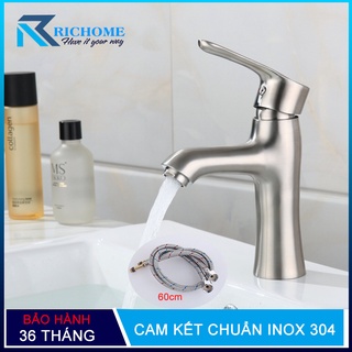 Vòi lavabo nóng lạnh Richome QH-MP017 cắm chậu chất liệu inox 304 nguyên khối - Bảo hành 03 năm trên toàn quốc