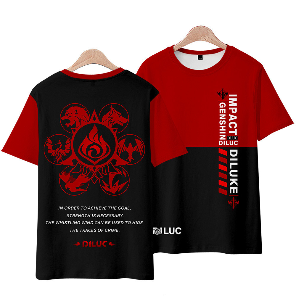 Áo Thun In Hoạ Tiết Genshin Impact Keqing Klee Diluc Cá Tính Cho Nam Và Nữ