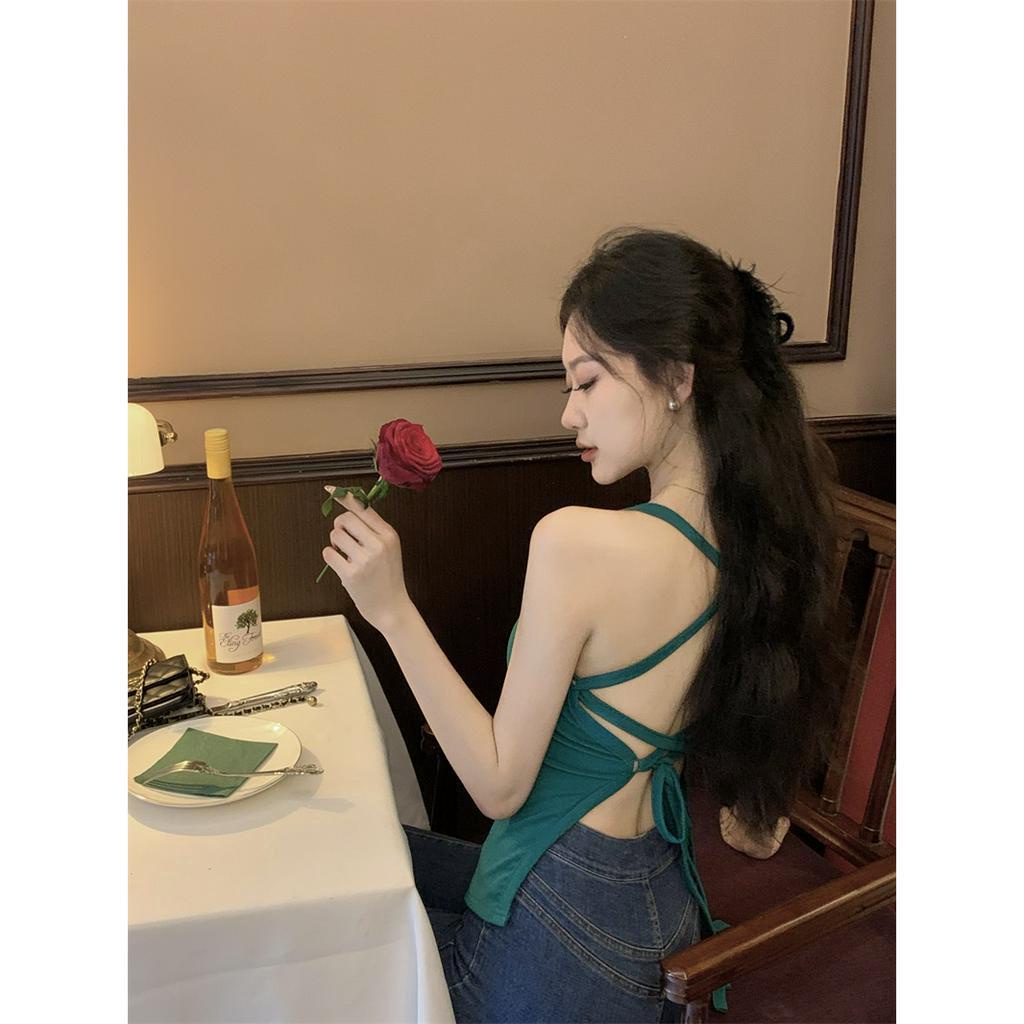 Áo Hai Dây Ngắn Hở Lưng Có Mút Đệm Ngực Và Dây Đeo Thời Trang Cho Nữ