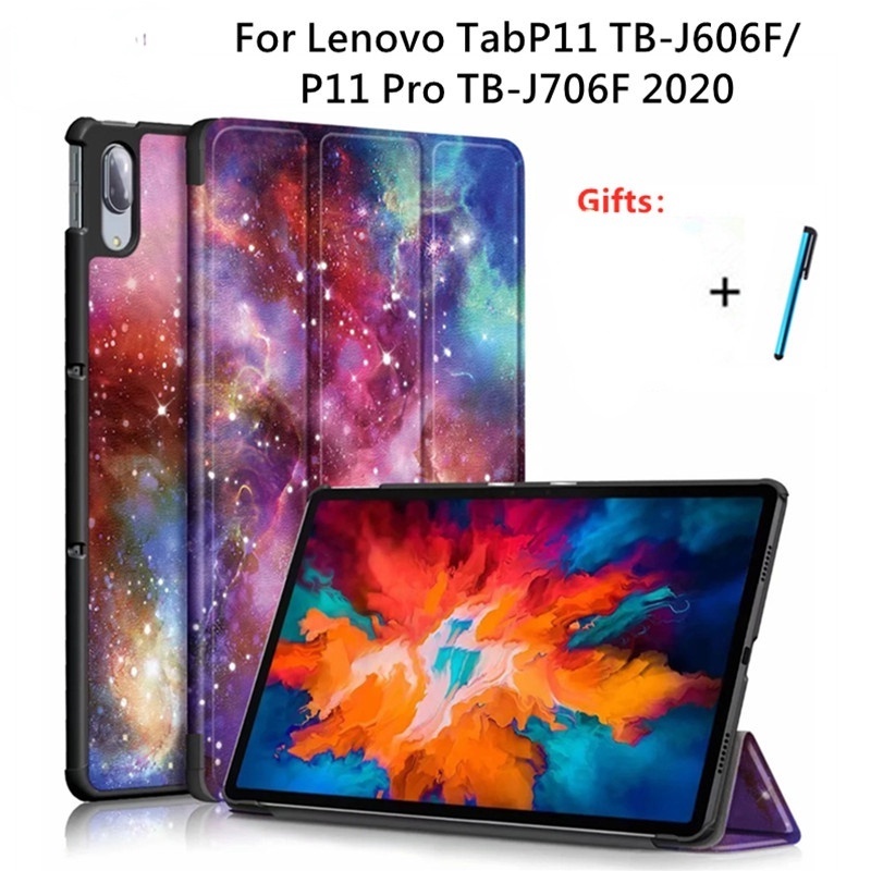 Bao da máy tính bảng nắp gập từ tính thông minh cho LENOVO TAB P11 PRO TB-J706F P11 PLUS 2021 J607F P11 TB-J606F 11 INCH+EN