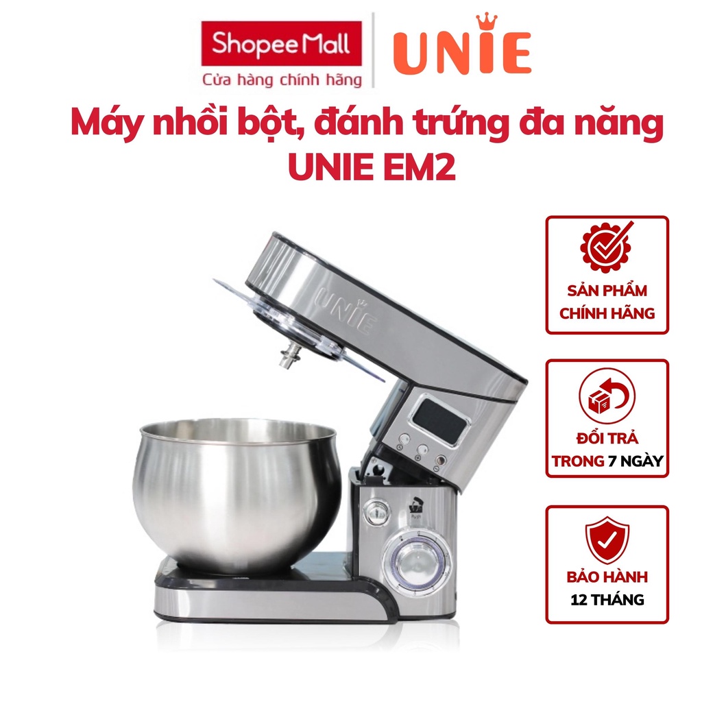 Máy nhồi bột đa năng, đánh trứng chuyên dụng UNIE EM2 1000W, thố trộn 5L
