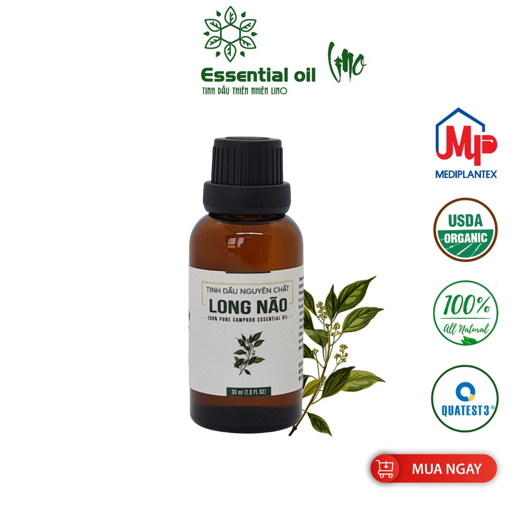 Tinh dầu thiên nhiên nguyên chất long não LINO 30ml có kiểm định, giúp thơm phòng, từ công ty Dược MEDIPLANTEX