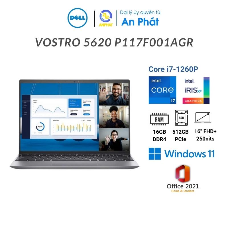 Laptop Dell Vostro 5620 P117F001AGR (70270646) (Core i7-1260P + 16-inch FHD+)