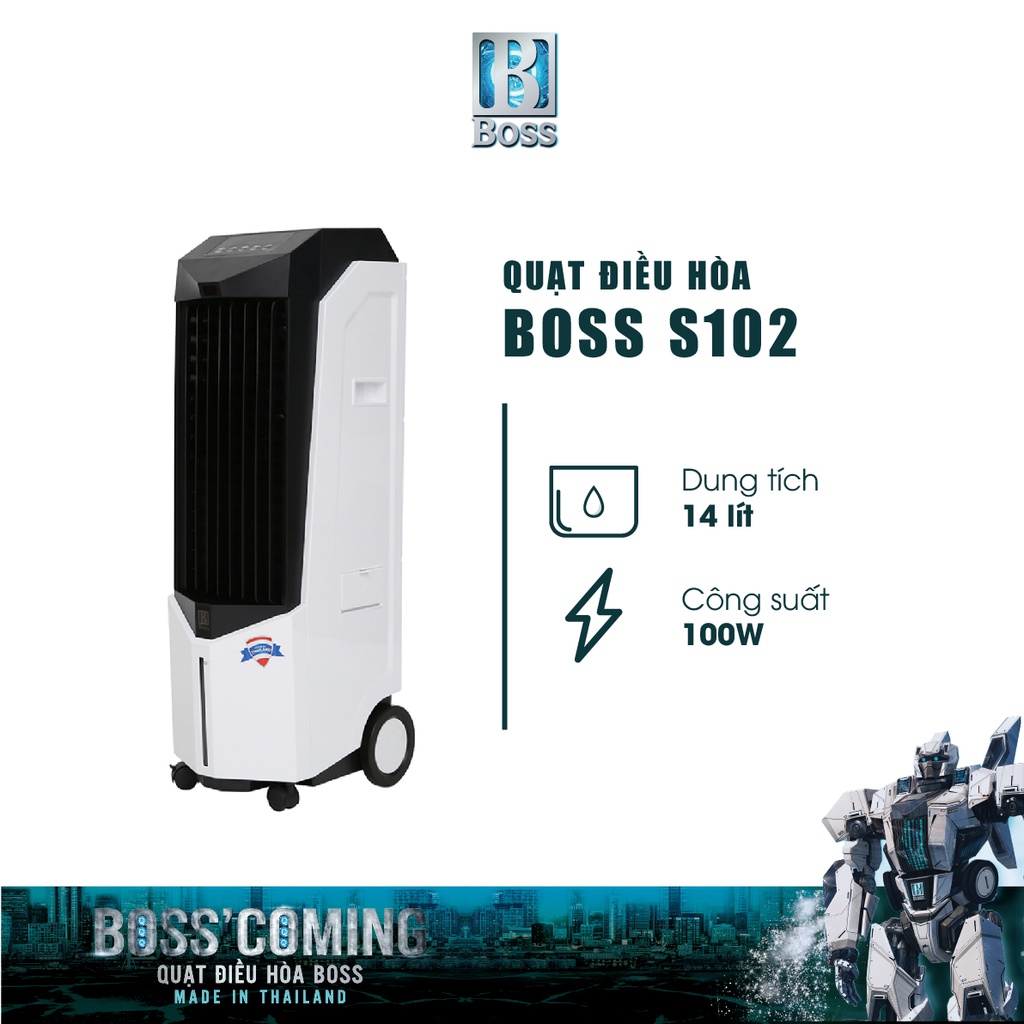 Quạt điều hòa không khí Boss S102 - 14 lít - 100W | Bảo hành 12 tháng chính hãng | Made in Thailand