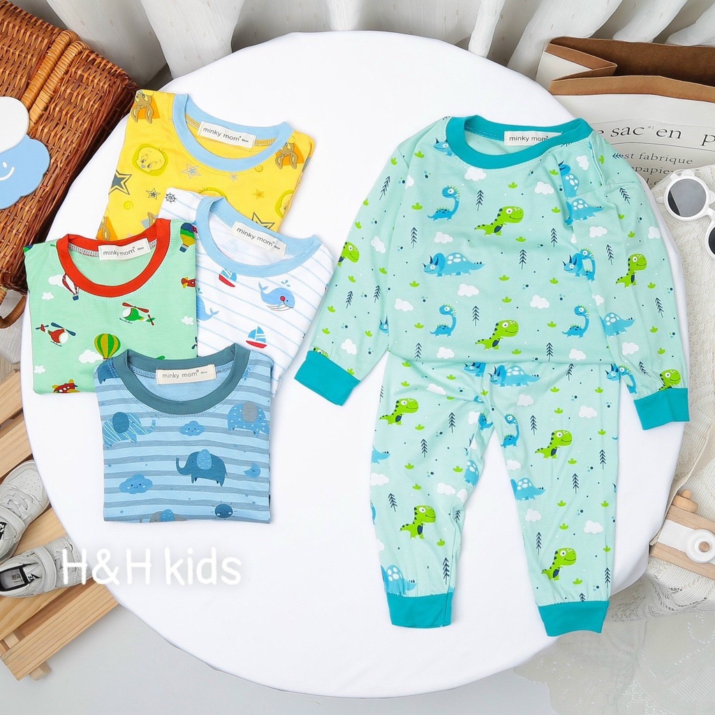 [Bé 7-26kg] Bộ dài tay thun lạnh cổ trụ mềm mịn mát cho bé trai, bé gái từ 7-26kg [ HÀNG CHUẨN ]