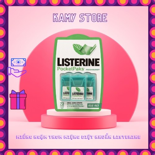 Miếng Ngậm thơm Miệng diệt khuẩn LISTERINE PocketPaks - Vỉ 3 hộp - 24 lá/hộp