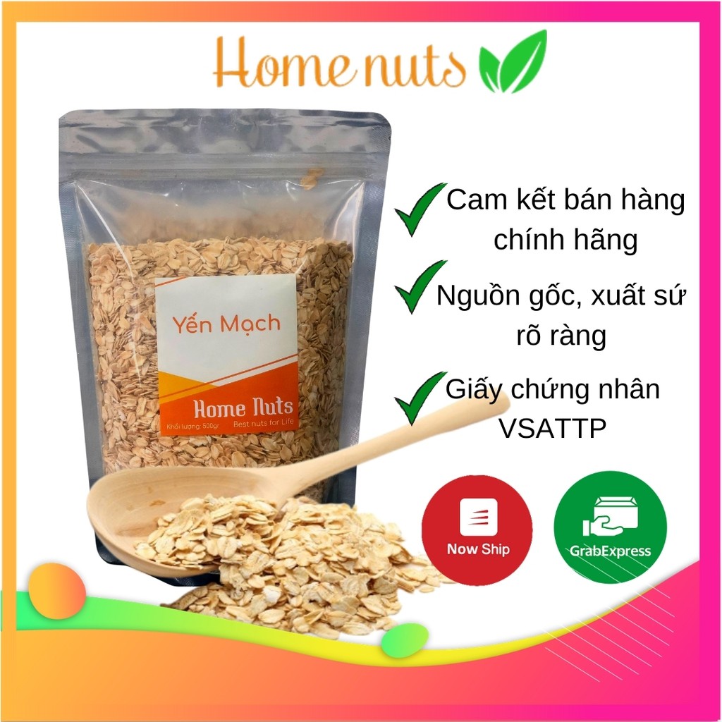 500gram Yến mạch cán mỏng nguyên chất nhập khẩu Úc, ăn kiêng, ăn dặm ⚡ SIÊU RẺ ⚡ Home Nuts