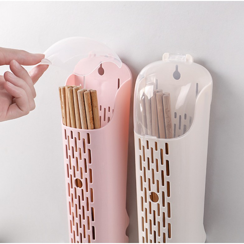 Ống đựng đũa dán tường tiện dụng, có nắp đậy