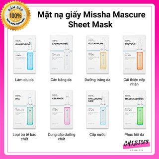 Mặt nạ Missha Mascure Sheet Mask cấp nước dưỡng ẩm, làm sáng da, phục hồi da kích ứng, chống oxy hóa - Miếng lẻ