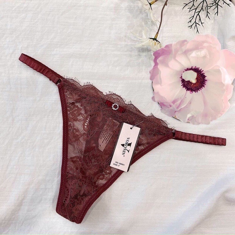 Quần Lót Nữ Lọt Khe Dây Hông Phối Ren Xuyên Thấu Sexy Quyến Rũ  MS8001