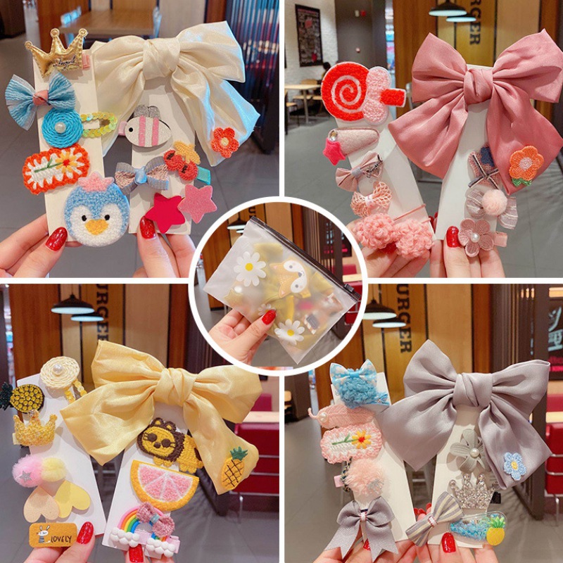 Set kẹp tóc có kiểu nơ lớn Hàn Quốc đáng yêu dành cho bé gái