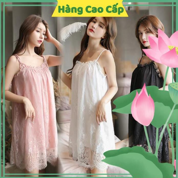 Đầm Ngủ Dễ Thương  Đầm Ngủ Hai Dây Suông Phối Ren Dễ Thương | BigBuy360 - bigbuy360.vn