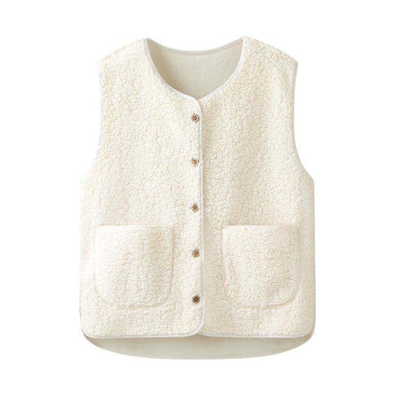 Áo cardigan cashmere không tay màu trơn đơn giản thời trang