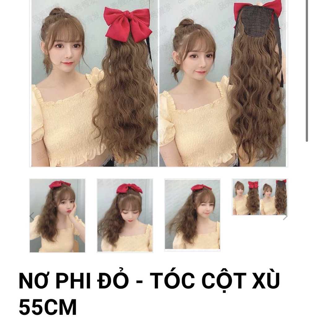 Tóc giả nữ cột 🤓FREESHIP🤓 Tóc giả cột xù kèm nơ tóc đỏ