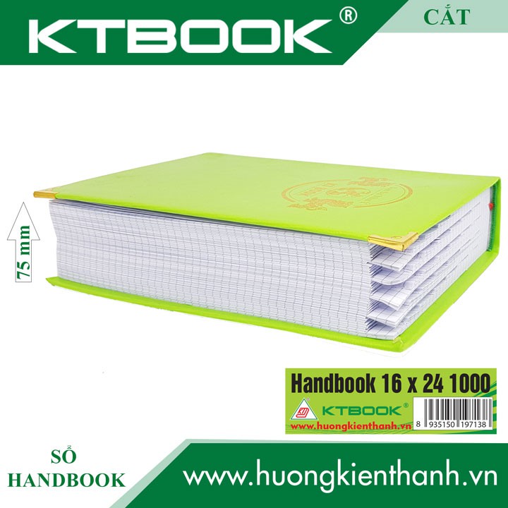 SỔ GHI CHÉP BÌA DA HANDBOOK CAO CẤP KTBOOK 1000 trang size 16 x 24 cm ruột giấy in caro có cắt góc