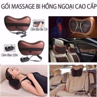 Gối matxa hồng ngoại 8 bi