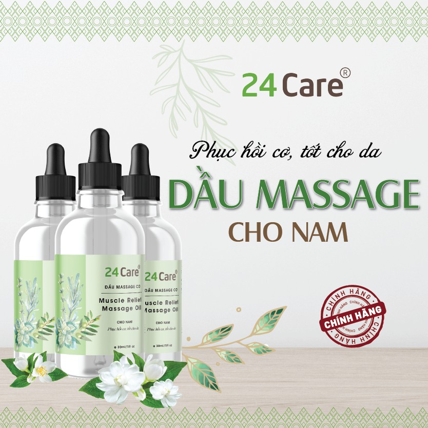 Dầu masage tinh dầu 24Care phục hồi cơ, tốt cho da - NAM NỮ (30ml)