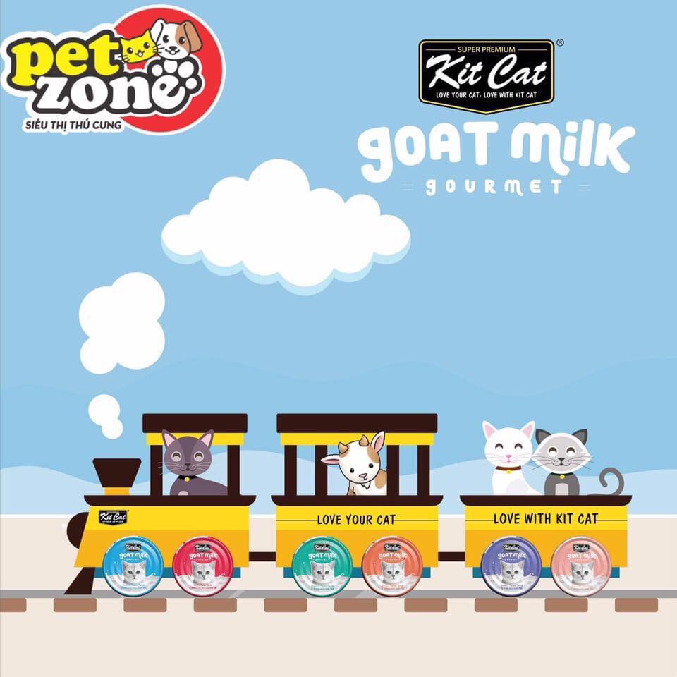 Pate sữa dê Goat Milk cho mèo KitCat 70g, Thức ăn ướt cho mèo Kit Cat