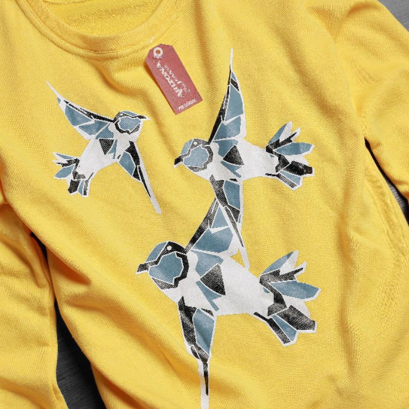 Áo thun nam vải da cá cotton Sweater tay dài chim én