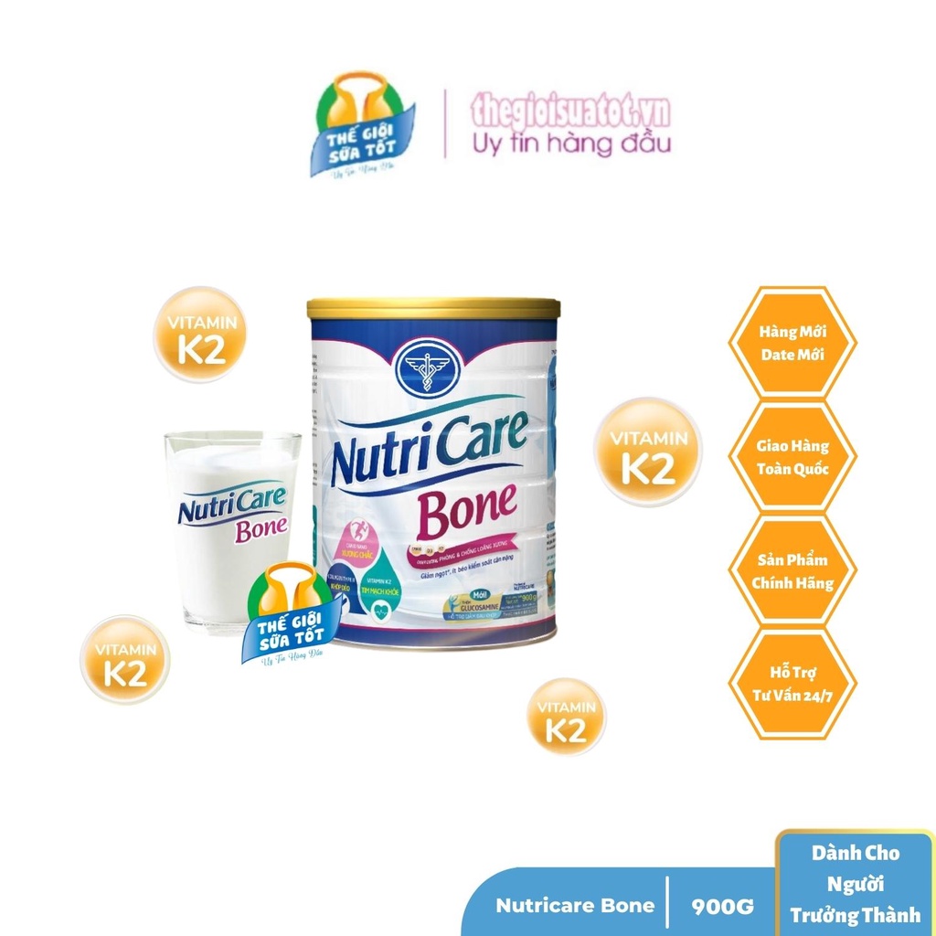 [Date Mới] Sữa NutriCare Bone 900G Tăng Cường Canxi/Giúp Xương Chắc Khỏe/Phòng Loãng Xương cho người trưởng thành