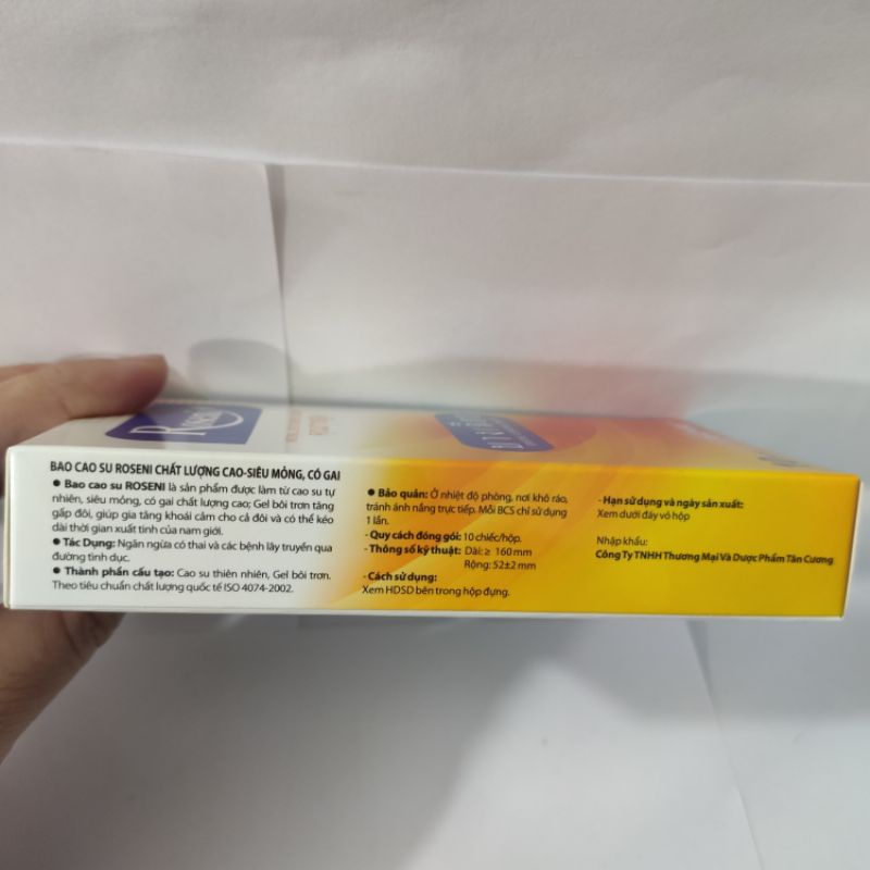 Bao cao su Roseni, Gân gai tăng khoái cảm hộp 10 cái - Chính hãng