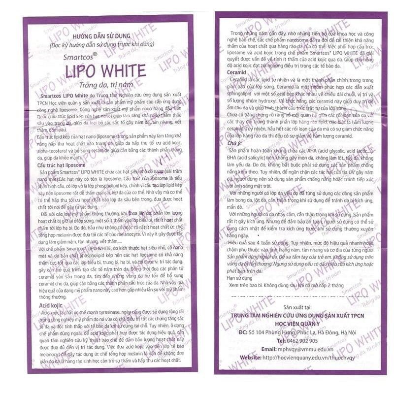 Serum Dưỡng Da Lipo White Plus - Học viện Quân Y