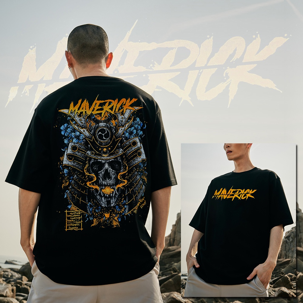 Áo Thun Cao Cấp Đầu Lâu Samurai Nhật Bản Vải Cotton Form Unisex Mỹ Rộng Local Brand MVR Maverick Rock Band Tee