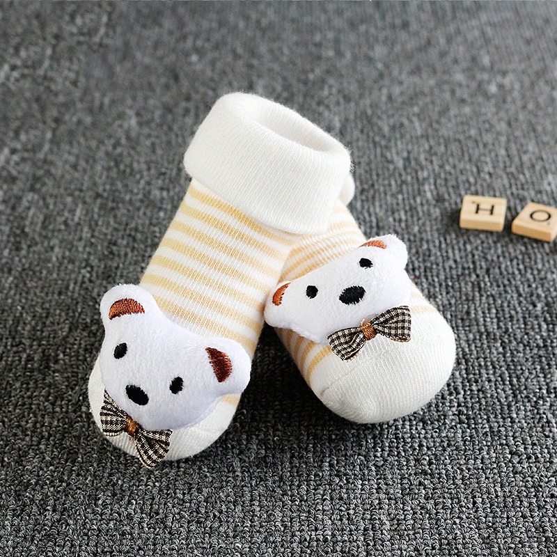 Vớ Cotton Cao Su Mềm Mại Thoáng Khí Chống Trượt In Hình Búp Bê Dễ Thương Cho Bé Sơ Sinh