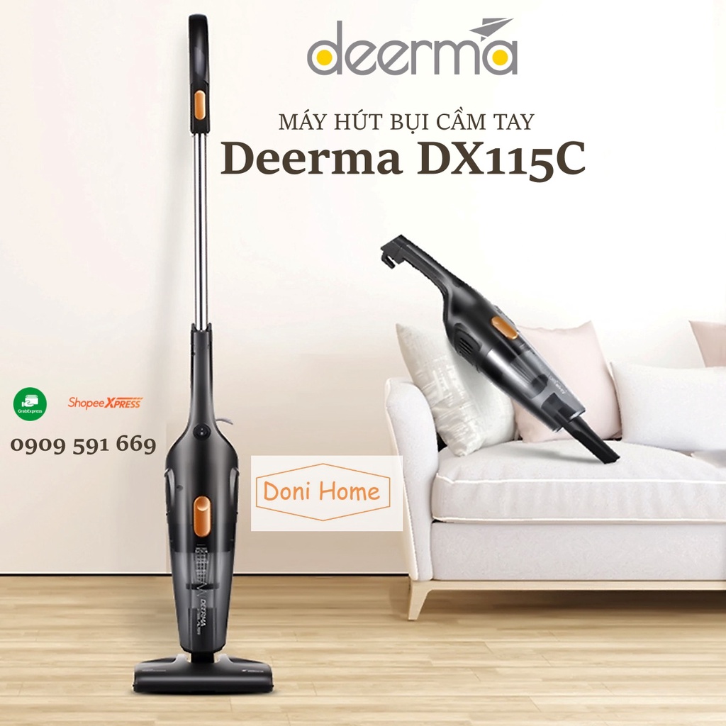 [GIAO HỎA TỐC] Máy Hút Bụi CẦM TAY - CÓ DÂY Deerma DX115C + 3 ĐẦU NỐI THAY THẾ - Fullbox