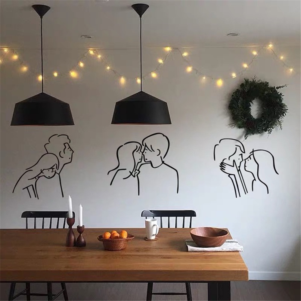 Miếng dán tường tự dính trang trí nhà cửa họa tiết cặp đôi phong cách Bắc Âu chất lượng cao