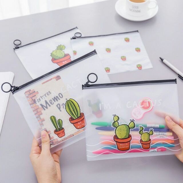 Túi Zip Hình Xương Rồng, Túi Đựng Bút Hình Xương Rồng #8
