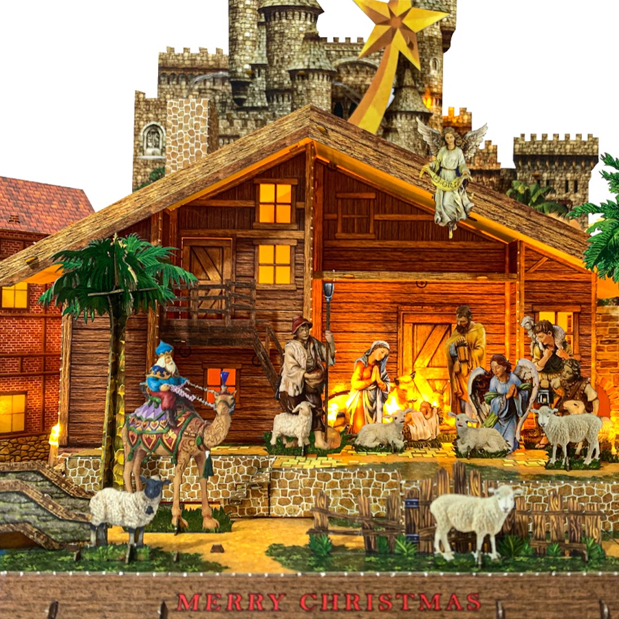 Bộ Mô Hình Lắp Ghép 3D Hang Đá Giáng Sinh Trang Trí Noel